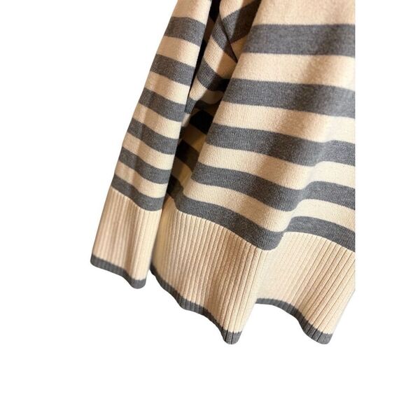 Zara boxy cut cream and gray striped crewneck sweater - L - Picture 5 of 9